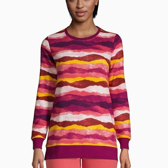 LANDS’END Serious Sweats Blackberry Ombre Crewneck Sweatshirt Tunic-S - Picture 1 of 7